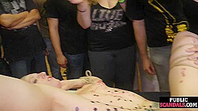 Public anal babe wax covered n whipped in front of many ppl