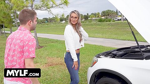 Free Premium Video Gets Stranded By The Side Of The Road Because Her Car Broke Down & She Has No Idea What To Do